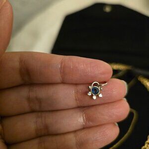 Solid 14k white gold NATURAL blue sapphire pendant charm